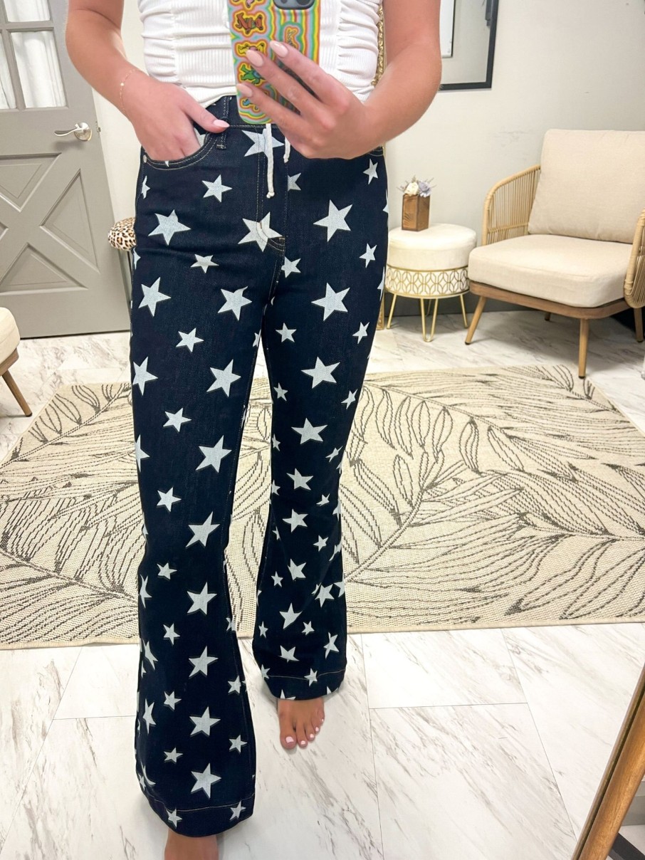 Clothing Judy Blue Jeans | Star Print Flare Jean