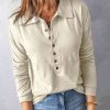 Clothing Trendsi | Collared Neck Half Button Top