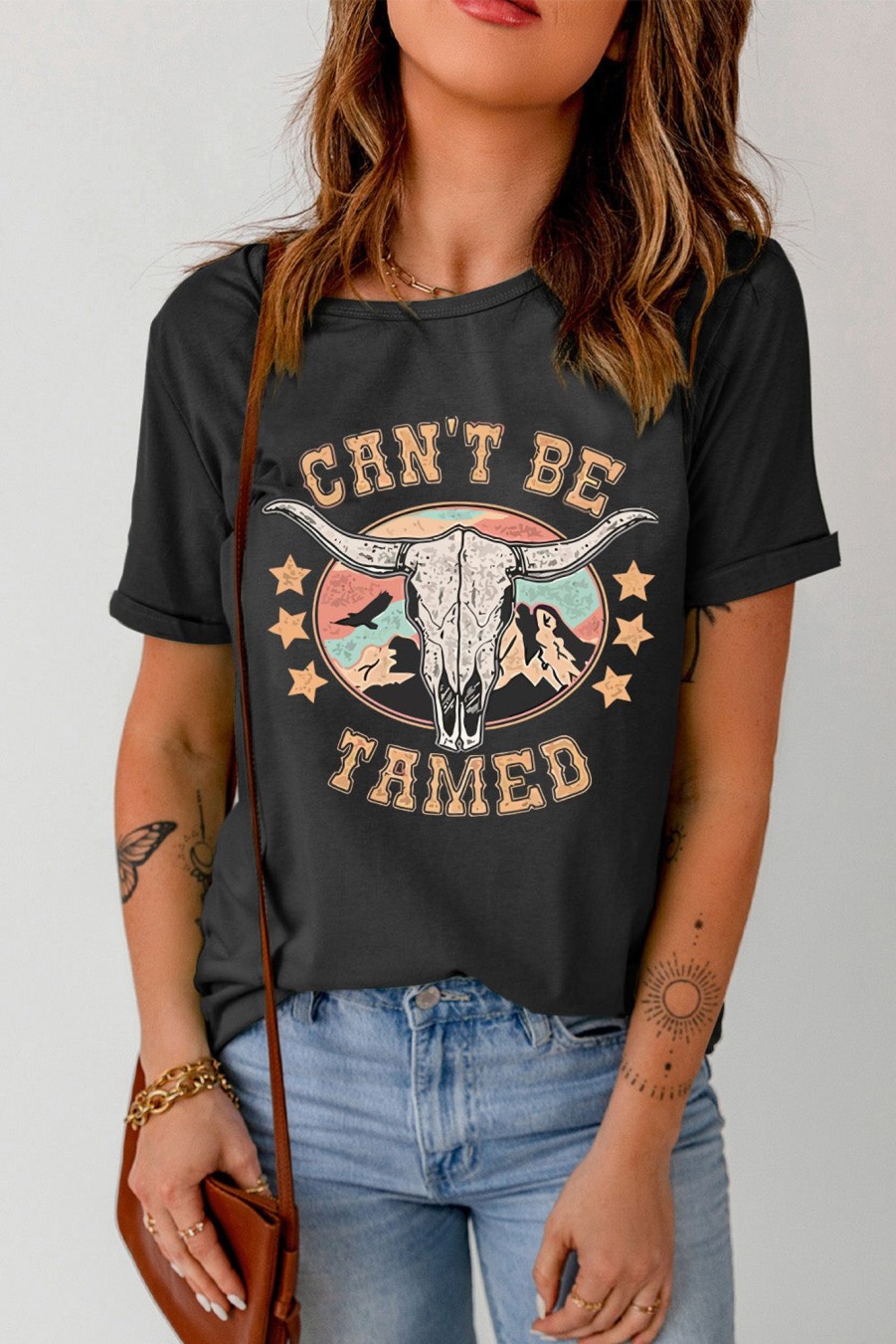 Clothing Trendsi | Can'T Be Tamed Graphic Short Sleeve Tee Black