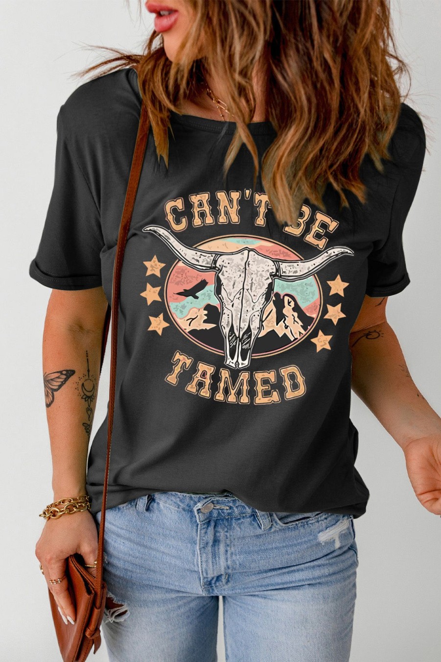 Clothing Trendsi | Can'T Be Tamed Graphic Short Sleeve Tee Black