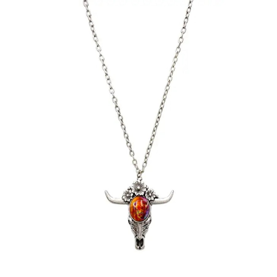 Clothing lunar deer | Southwestern Longhorn Pendant Long Necklace