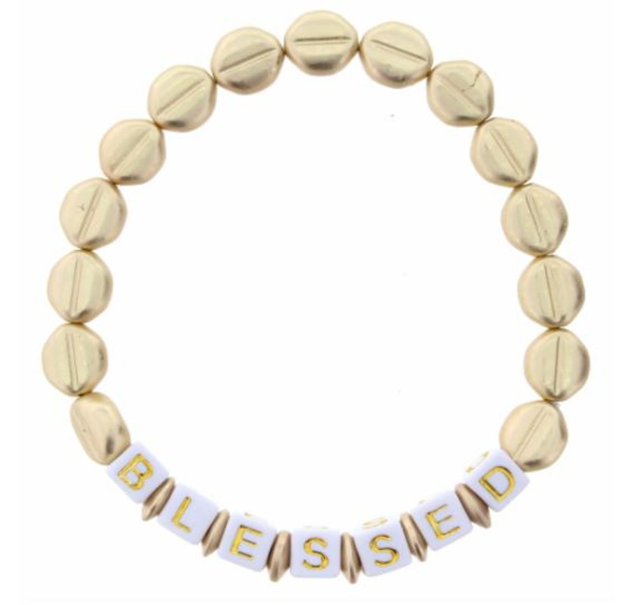 Accessories Jane Marie Bracelets | Blessed Gold Beaded Stretch Bracelet