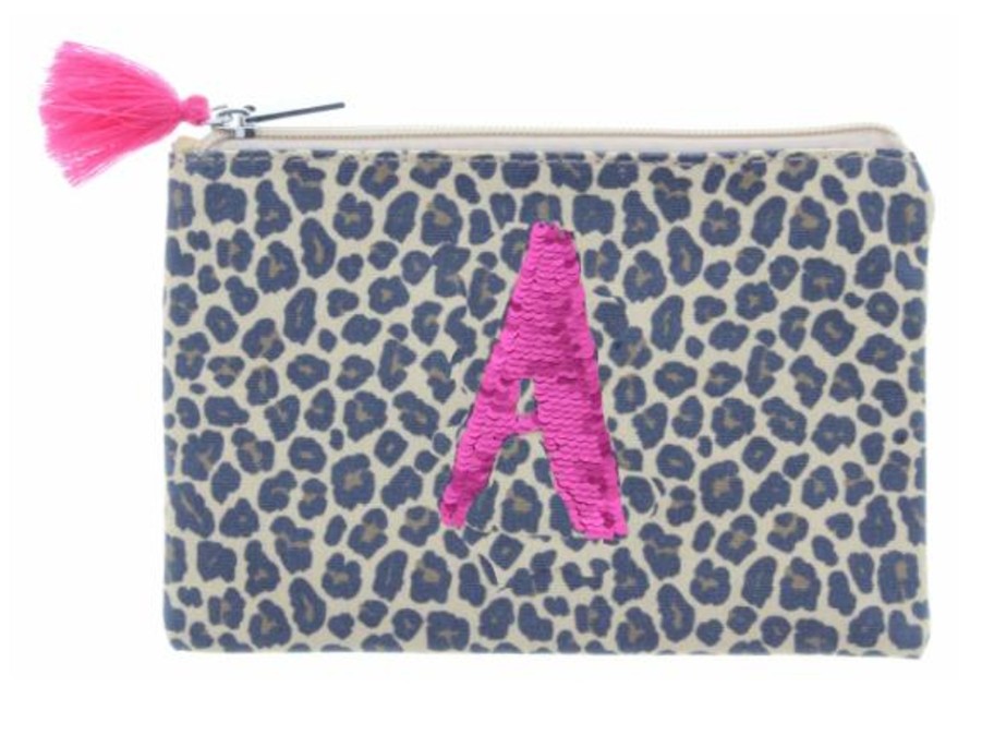 Accessories Jane Marie | Jm Kids Initial Leopard Pencil Bag