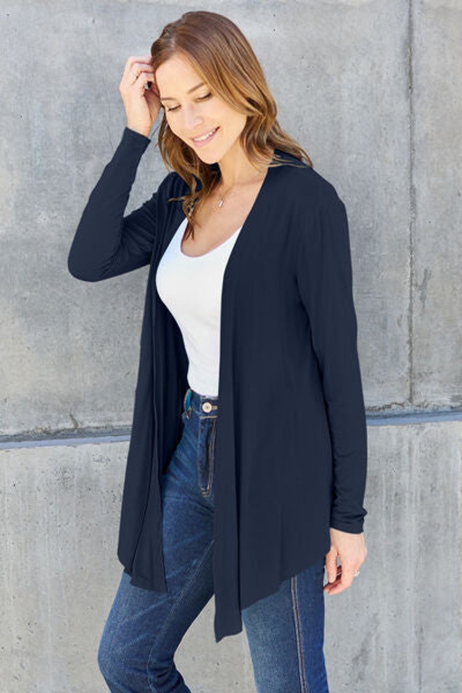 Clothing Trendsi Cardigans & Kimonos | Basic Bae Full Size Open Front Long Sleeve Cardigan