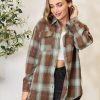 Clothing Trendsi | Double Take Plaid Dropped Shoulder Shirt Olive Brown