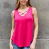 Clothing Trendsi | Bombom Criss Cross Front Detail Sleeveless Top In Hot Pink