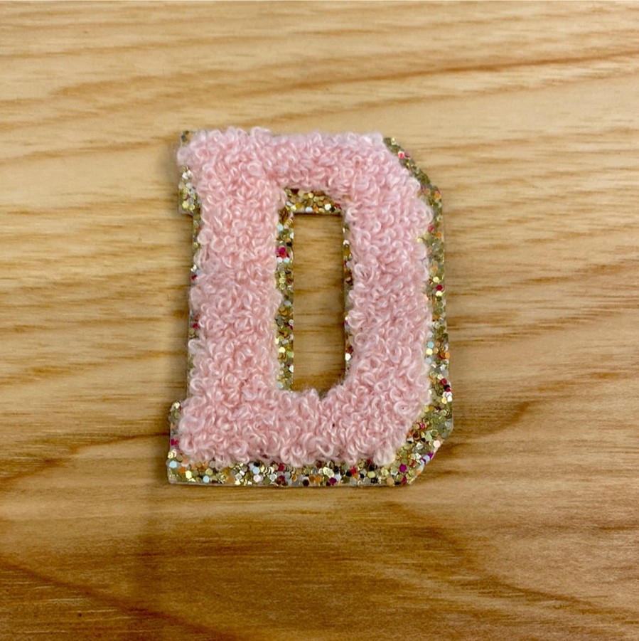 Clothing Beauty Stash | Light Pink Glitter Varsity Patch Letters