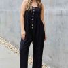 Clothing Trendsi | Heyson All Day Full Size Wide Leg Button Down Jumpsuit In Black