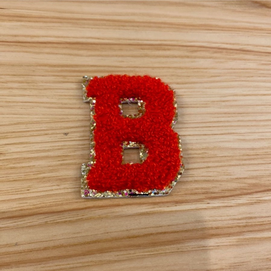 Accessories Beauty Stash | Red Glitter Varsity Patch Letters