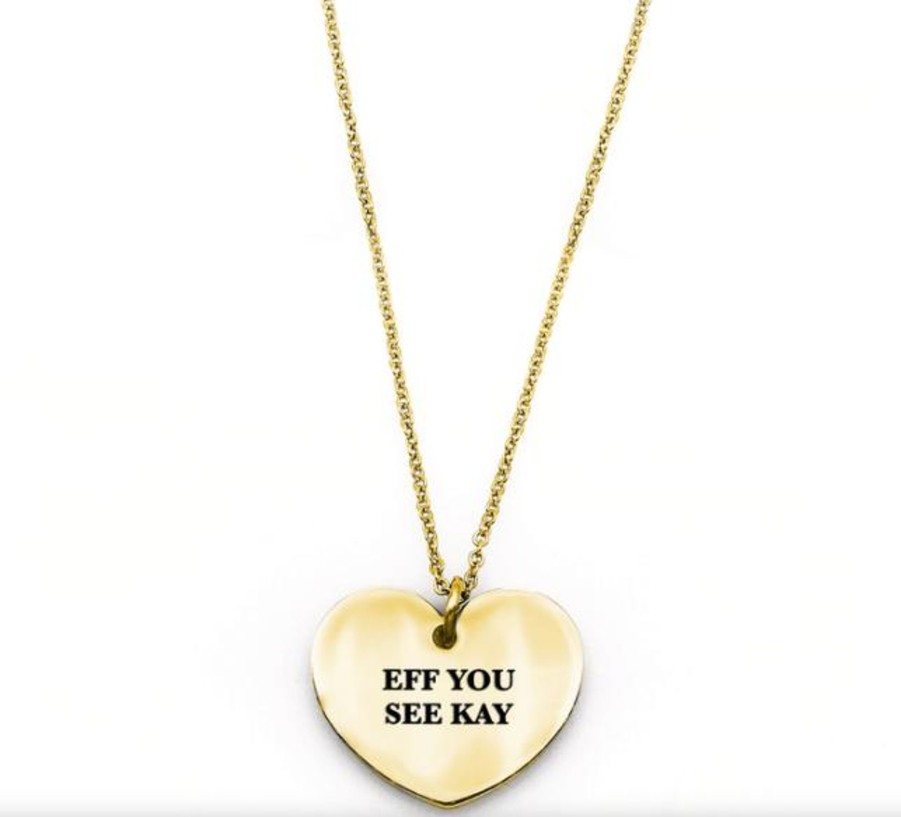 Clothing Metal Marvels | Eff You See Kay Heart Shaped Necklace