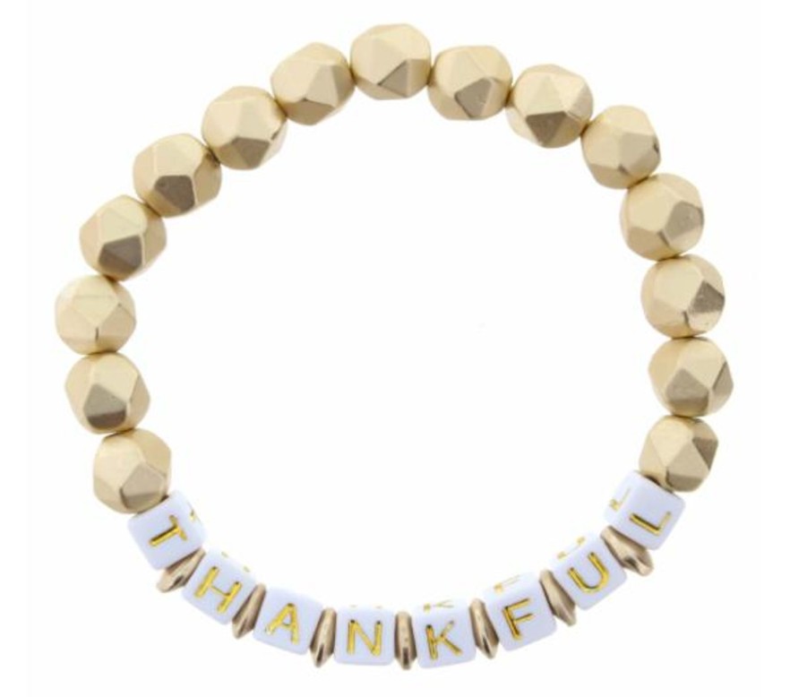 Accessories Jane Marie Bracelets | Thankful Gold Beaded Stretch Bracelet