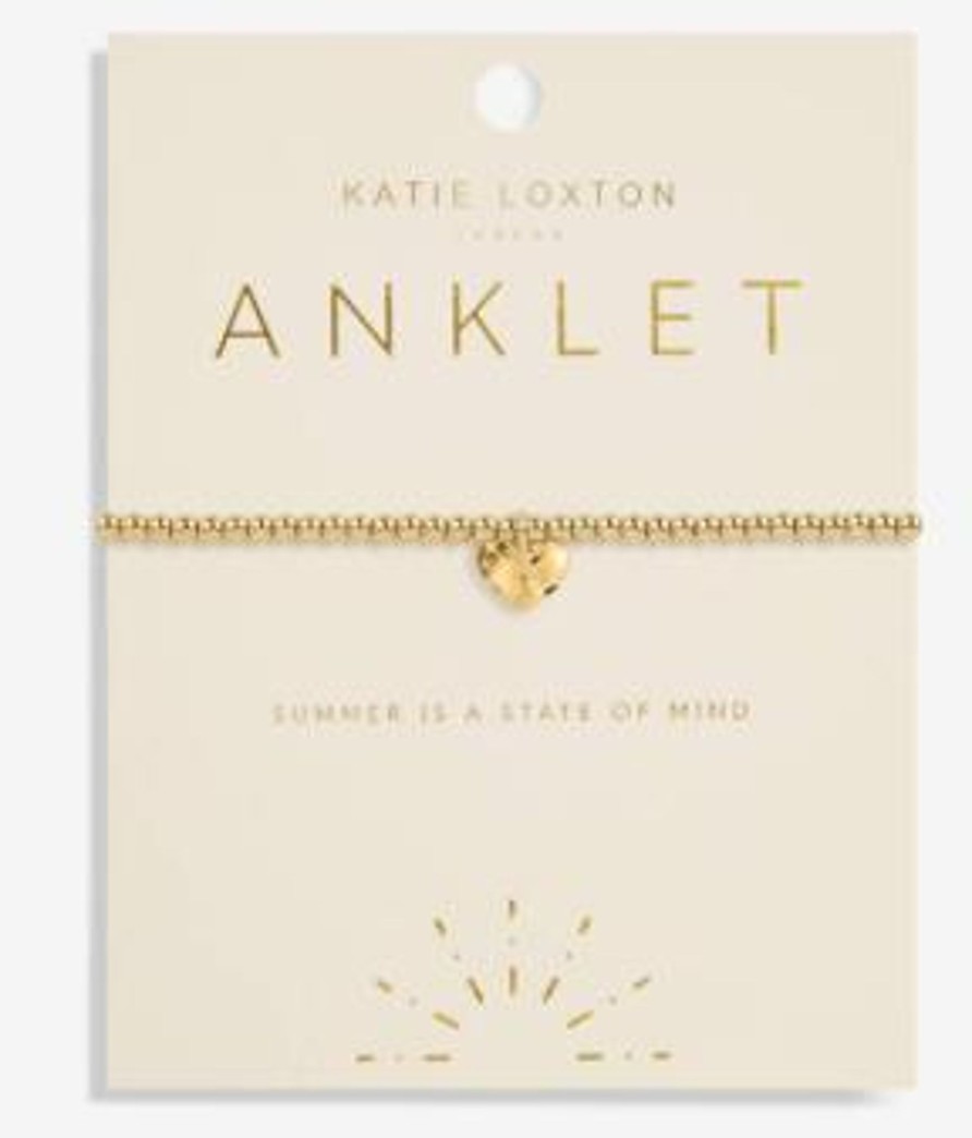 Accessories Katie Loxton | Anklet - Hammered Heart Gold