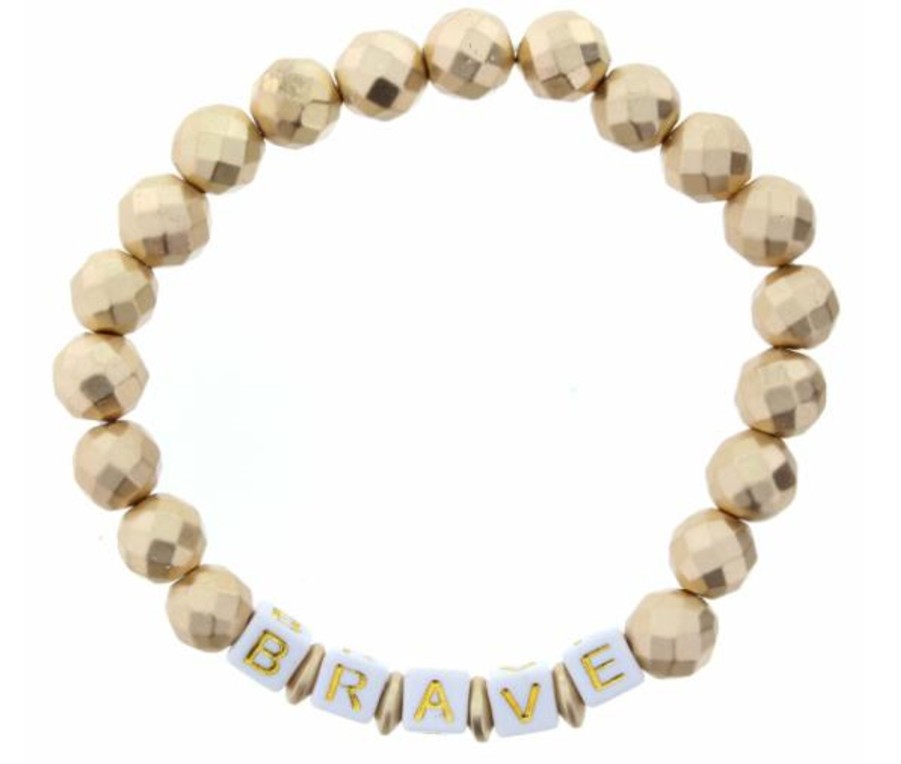 Clothing Jane Marie | Brave Gold Beaded Stretch Bracelet