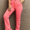 Clothing Trendsi | Risen Kenya Full Size High Waist Side Twill Straight Jeans Coral