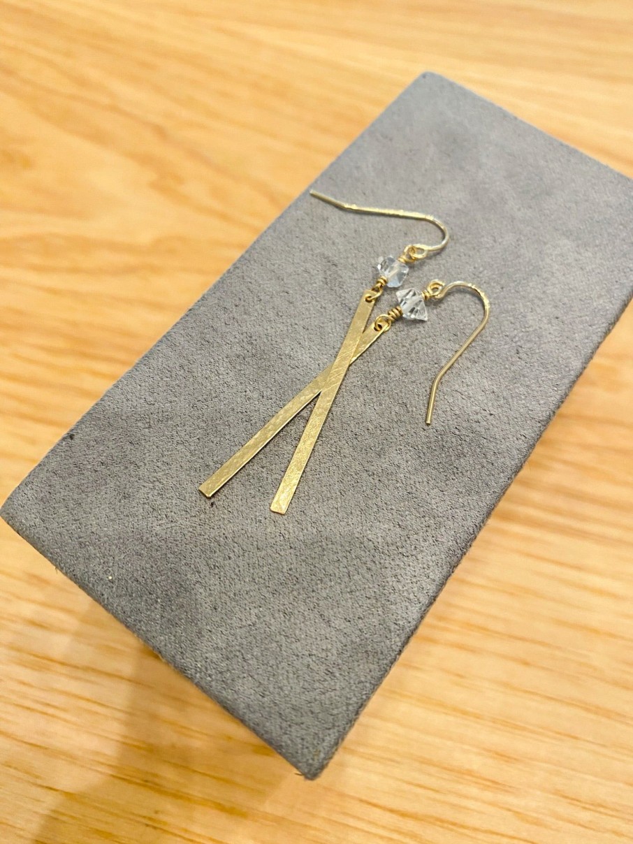 Clothing Simply Modern | Herkimer Diamond Bar Earrings Gold Filled