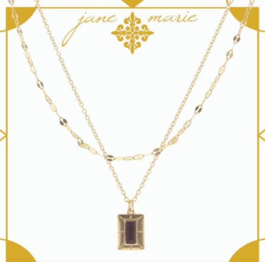 Accessories Jane Marie Necklaces | February - Amethyst Stone Encased In Gold Plate 5 Layer Necklace