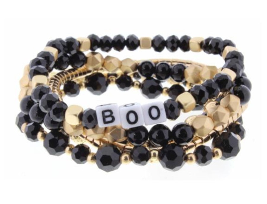 Accessories Jane Marie Bracelets | Boo Black & Gold Bead Bracelet