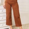 Clothing Trendsi | Judy Blue Full Size Tummy Control Garment Dyed Wide Crop Caramel