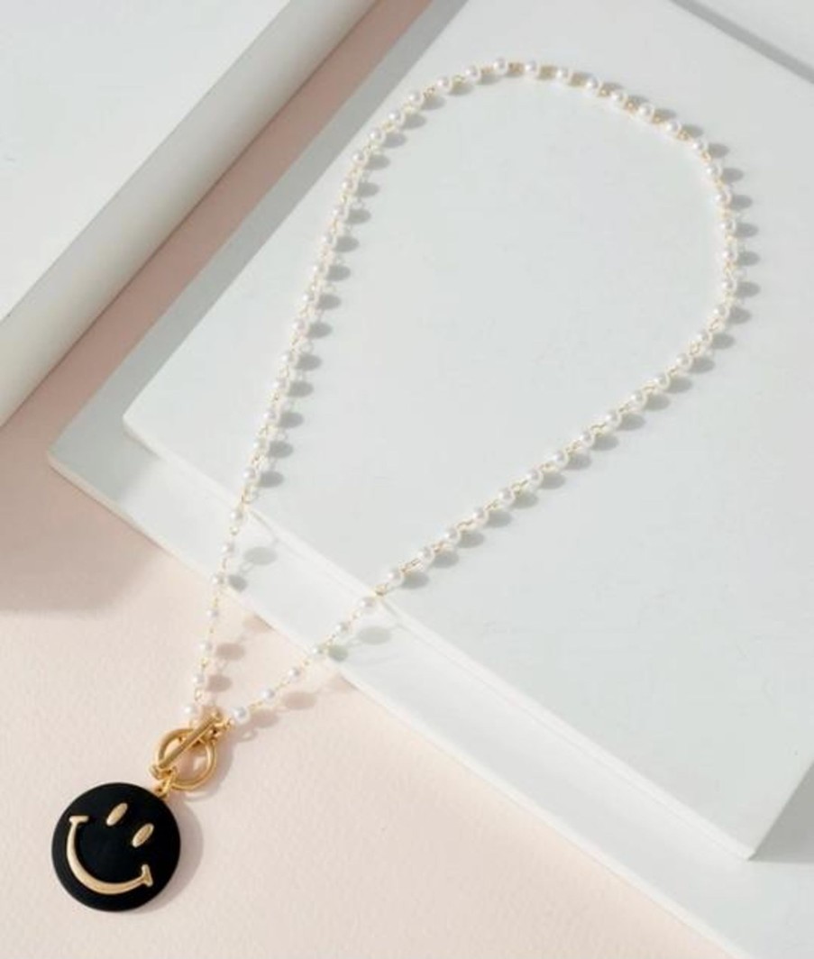 Clothing Avenue Zoe | Pearl Beads Smile Charm Necklace