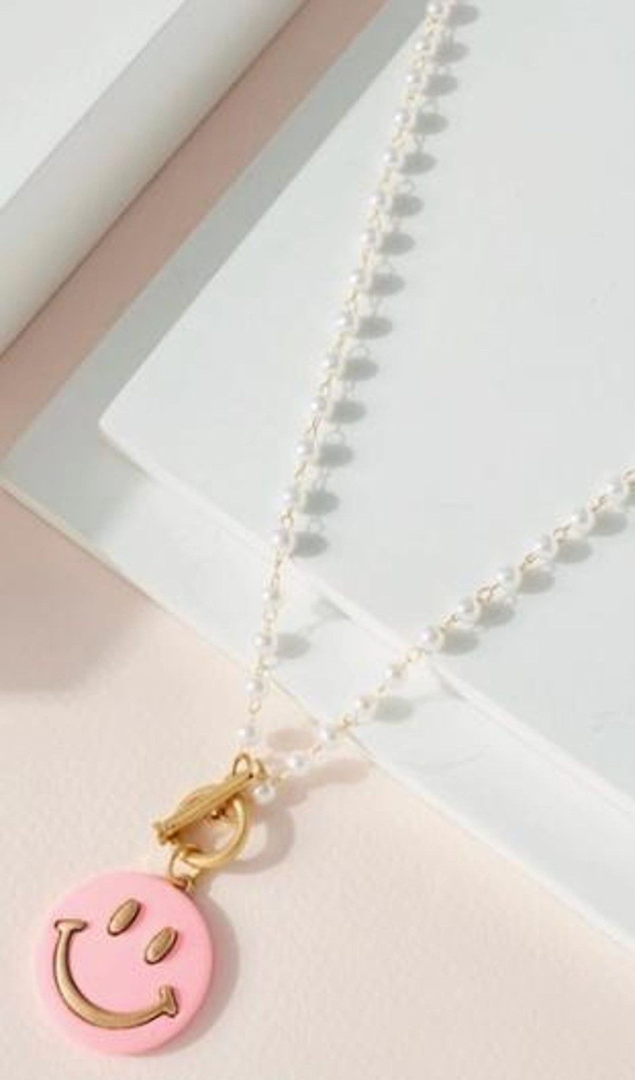 Clothing Avenue Zoe | Pearl Beads Smile Charm Necklace