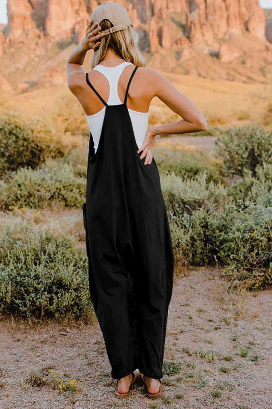 Clothing Trendsi | Double Takev-Neck Sleeveless Jumpsuit With Pocket