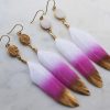 Clothing Laalee Jewelry | Dipped Pink Druzy Feather Earrings