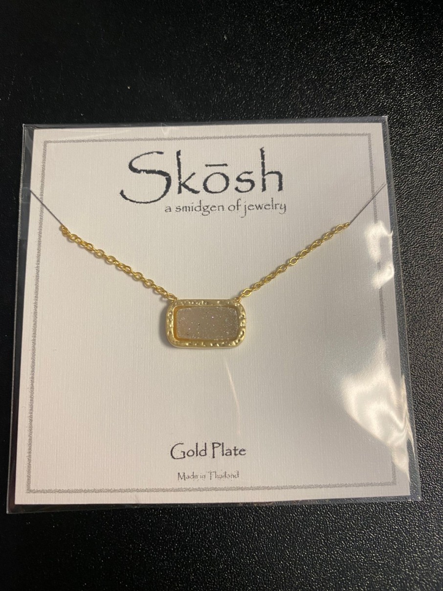 Clothing Skosh | Skosh Satin Gold White Druzy Necklace